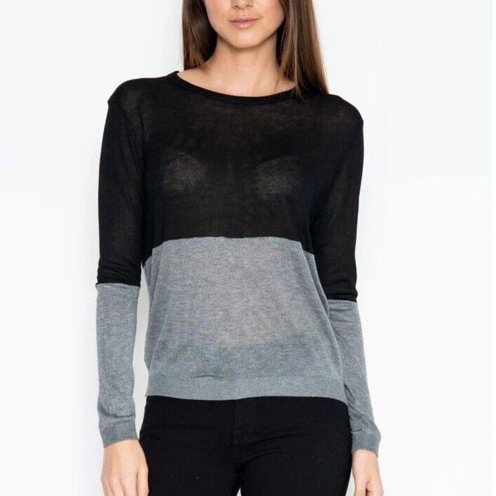 One Grey Day Jada Fine Knit Pullover Sweater Top Size Small Colorblock 39OGD834